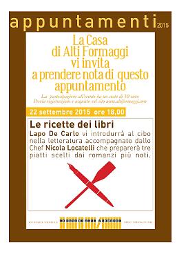 Treviglio. Alla Casa di Alti Formaggi serata con “Le Ricette dei Libri” Martedì 22