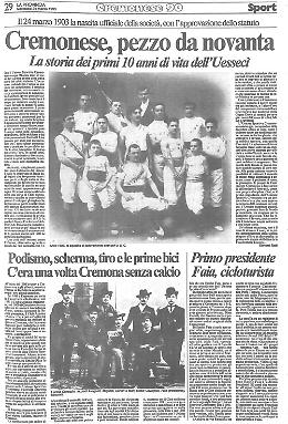 Nasce nel 1903 l'Unione Sportiva Cremonese