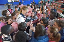Le immagini dell'incontro tra i ragazzi del Diotti e le atlete della Pom&igrave;