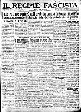 Il Duce veleggia verso la Tripolitania per portare la parola dell'Italia fascista e le popolazioni ansiosamente lo attendono