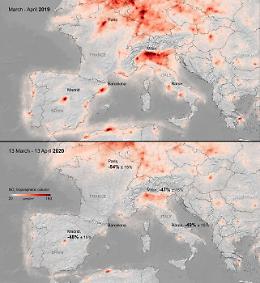 Esa, inquinamento in calo del 50% in Europa