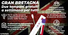 Covid: da venerdì test rapidi offerti a tutti in Gran Bretagna