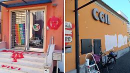 Raid no vax, imbrattate le sedi di Pd e Cgil