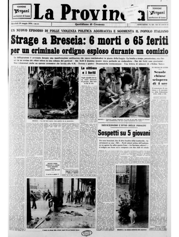 Strage a Brescia: 6 morti e 65 feriti