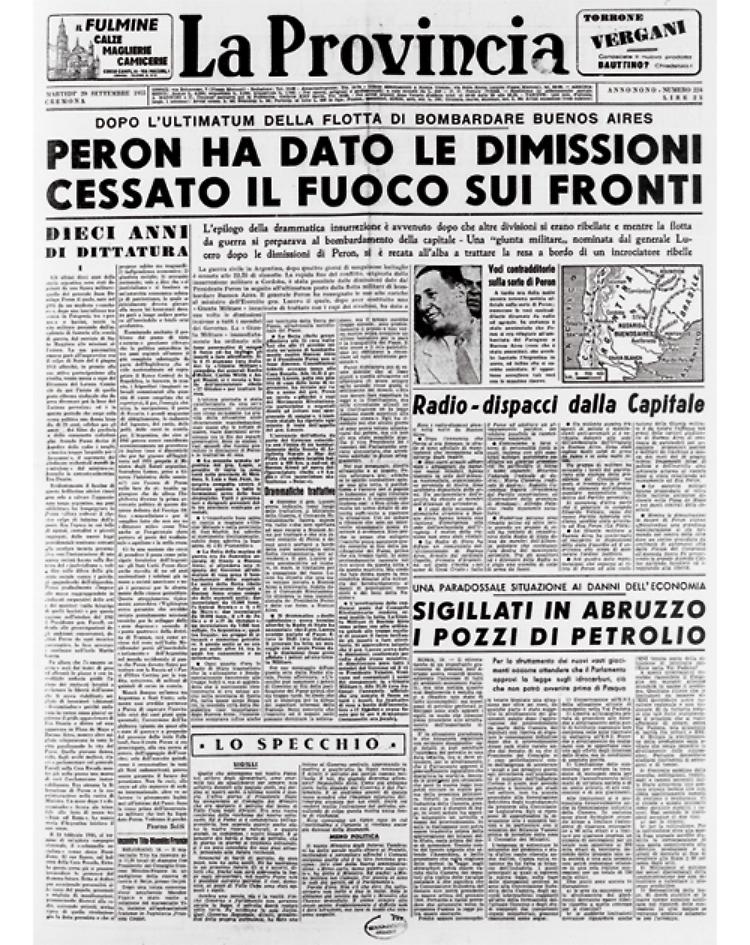 Dopo dieci anni di dittatura Peron ha dato le dimissioni