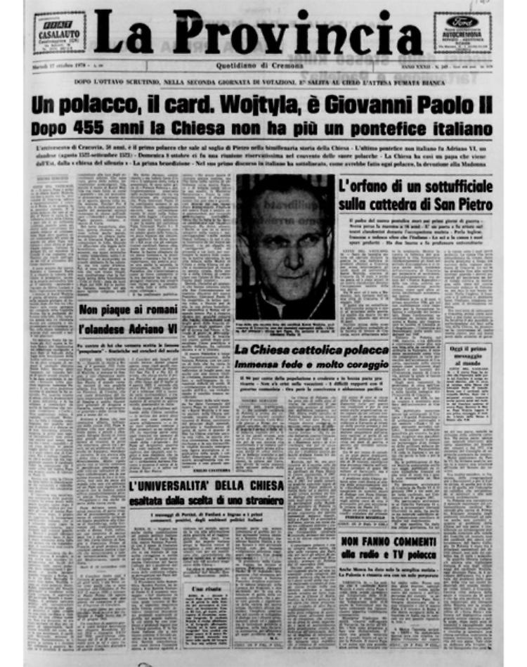 Un polacco, il cardinal Wojtyla, viene eletto Giovanni Paolo II