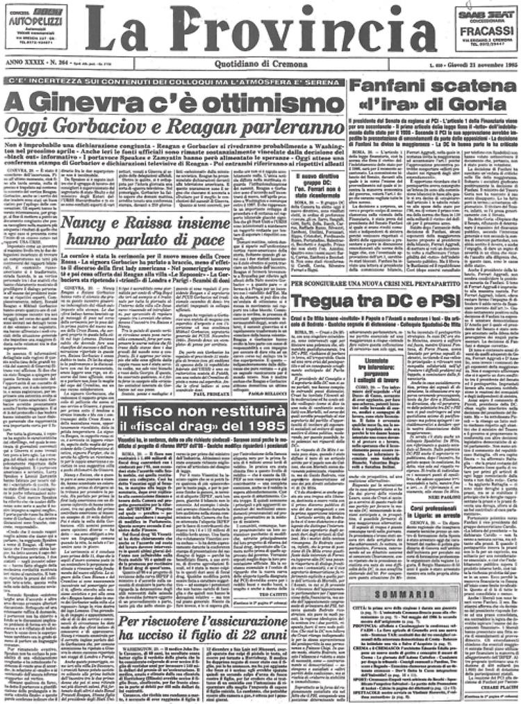 A Ginevra c'è ottimismo. Gorbaciov e Reagan parleranno. C'è incertezza sui contenuti dei colloqui ma l'atmosfera è serena