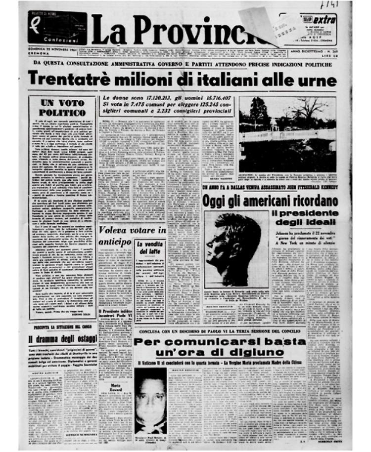 Gli americani ricordano John  Kennedy, il presidente degli ideali. Johnson ha proclamato il 22 novembre 'giorno del rinnovamento dei voti'