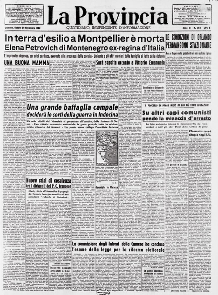 In terra d'esilio a Montpellier è mortaElena Petrovich di Montenegro ex-regina d'Italia
