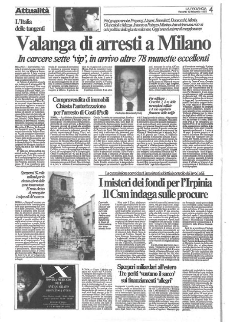 Esplode Tangentopoli. La fine di Craxi