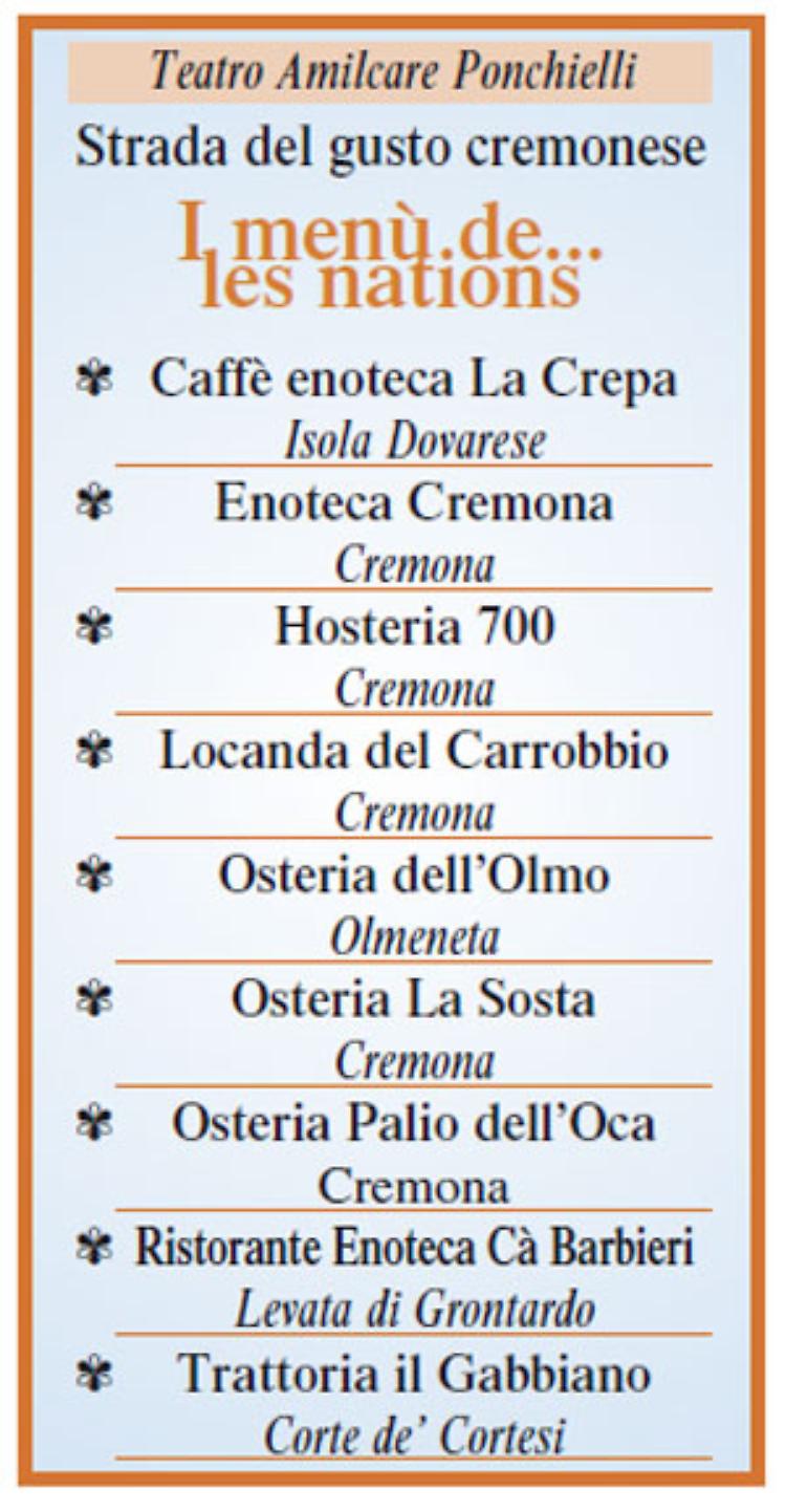 I menu de... Les Nations