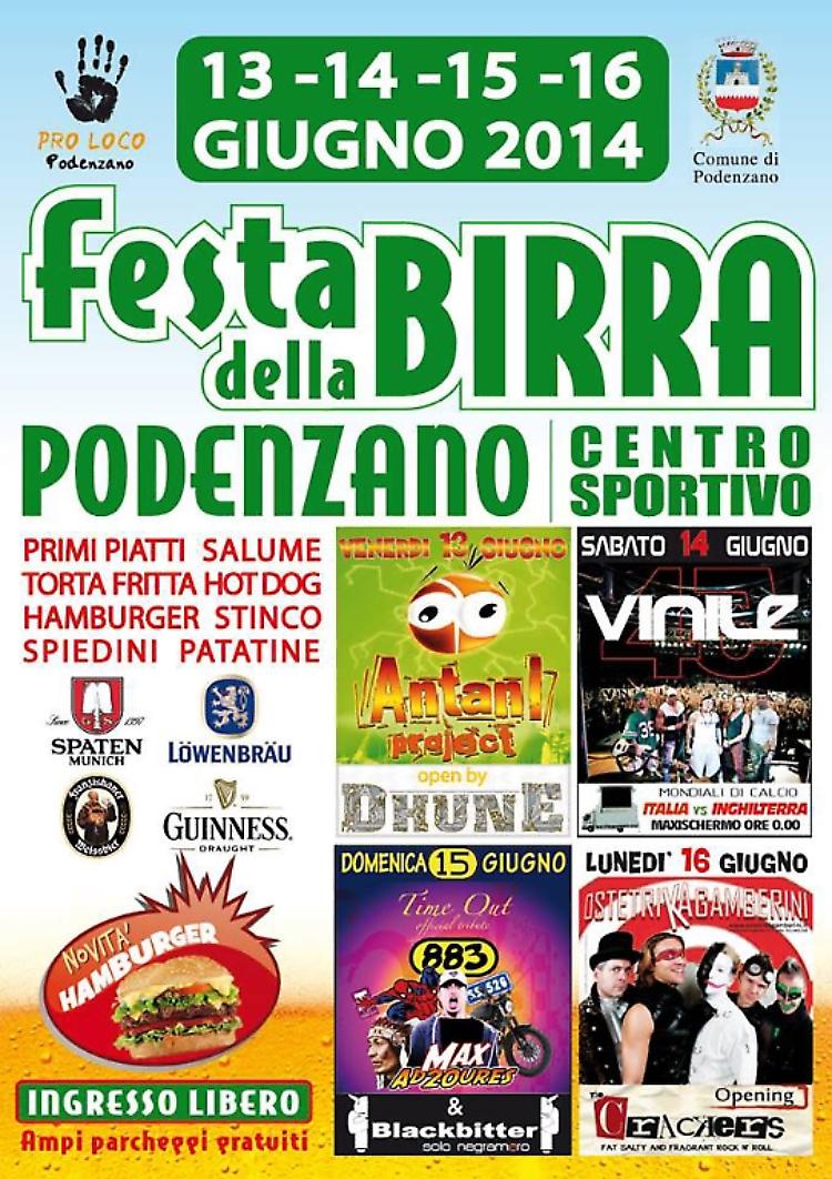 Quattro giorno di birra e musica a Podenzano Dal 12 al 16 giugno