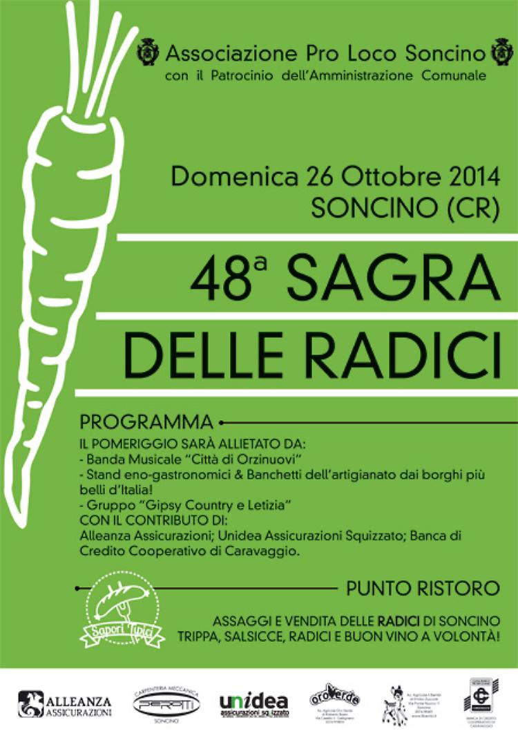 A Soncino la tradizionale Sagra delle Radici Domenica 26 ottobre