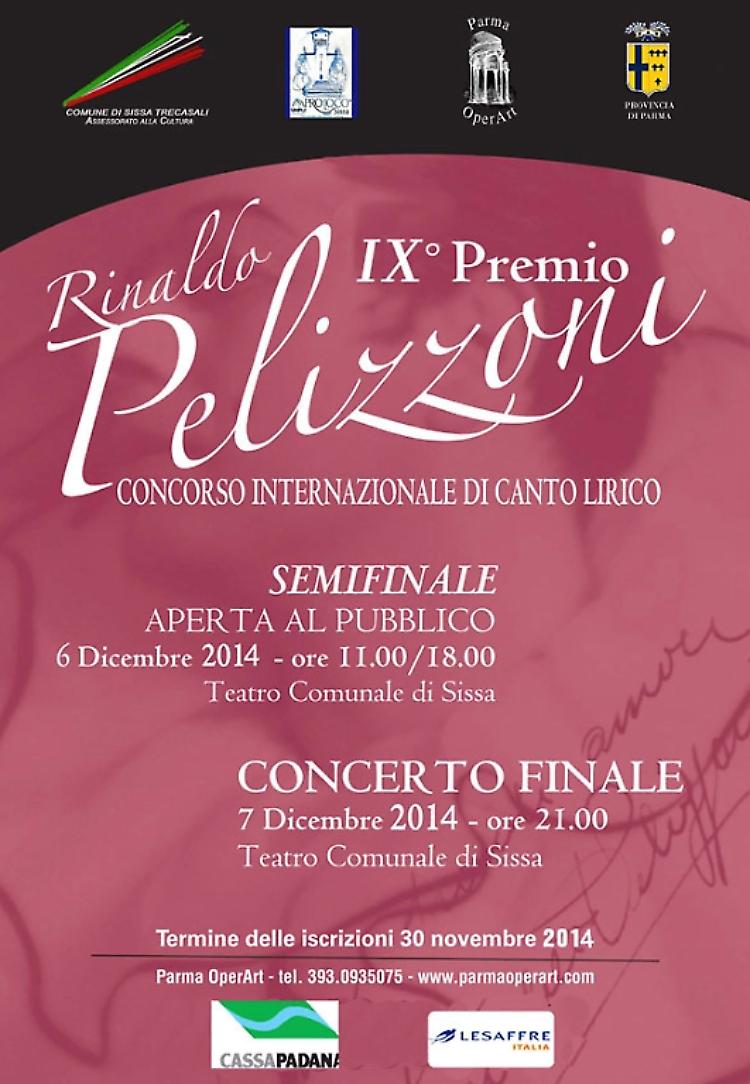 Concorso lirico internazionale dedicato al tenore “Rinaldo Pelizzoni” a Sissa 