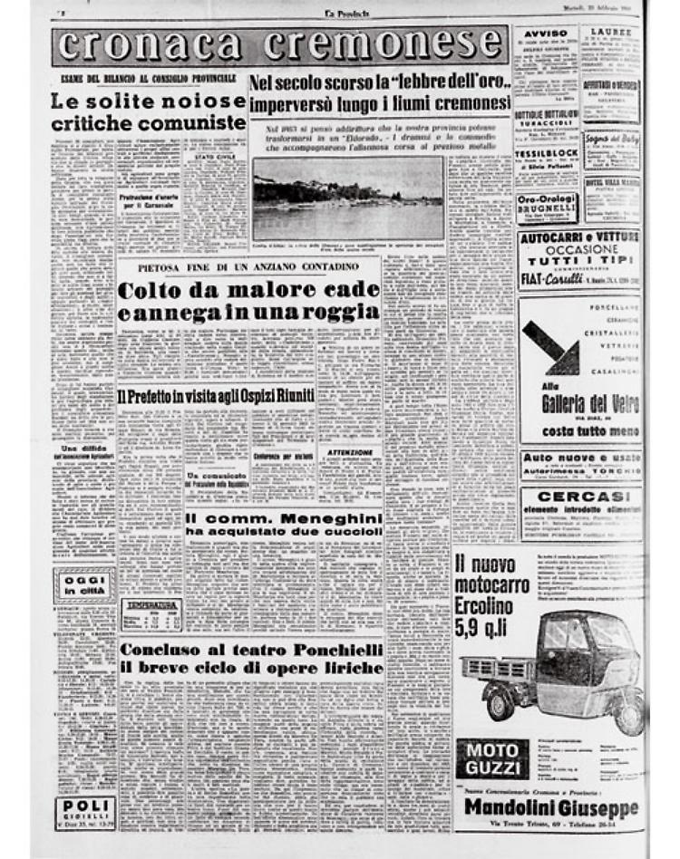 Nel secolo scorso la "febbre dell'oro" impervers&ograve; lungo i fiumi cremonesi