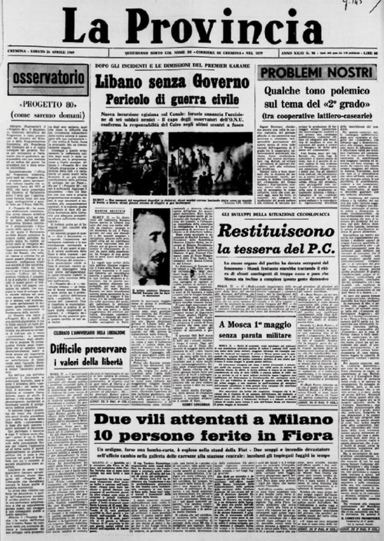 Due attentati a Milano: sono i primi atti terrostici degli anni di piombo