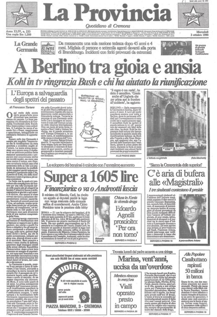 Dopo 45 anni i due Stati germanici ritornano ad essere una nazione unica