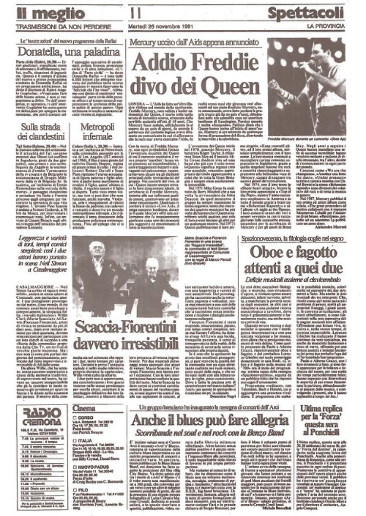 Muore stroncato dall'Aids Freddie Mercury