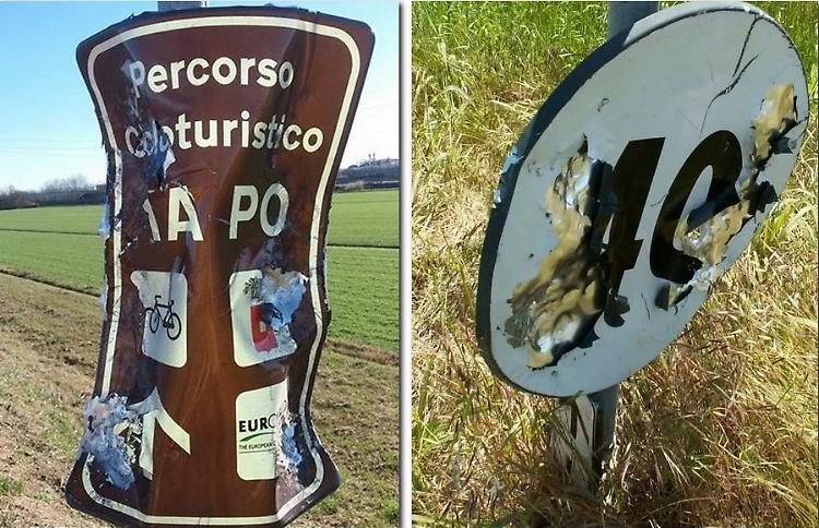 Cartelli trasformati in bersagli