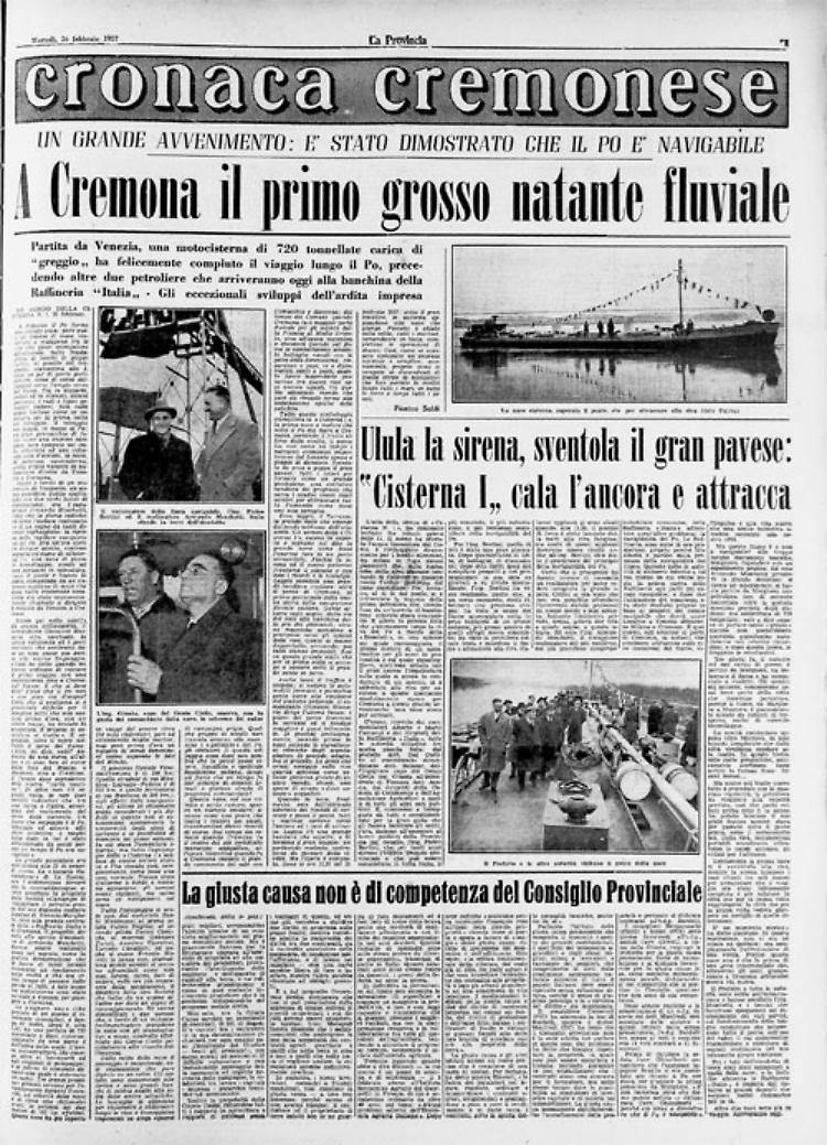 "Cisterna 1" è la prima petroliera fluviale ad attraccare a Cremona
