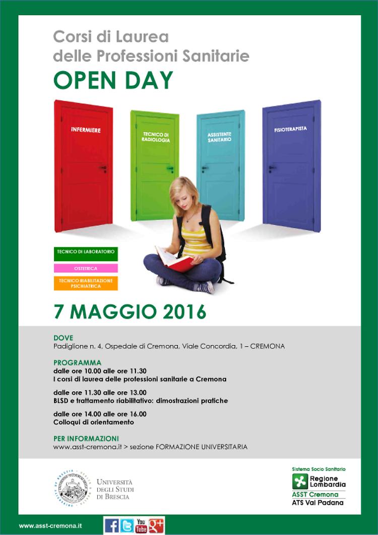 Professioni sanitarie: open day sabato 7 maggio 