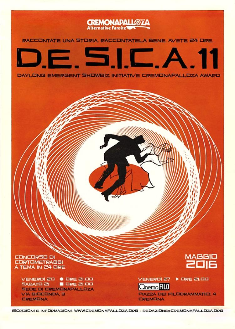 DeSica 11, concorso di cortometraggi a tema in 24HVenerdì 20, sabato 21 e  venerdì 27 maggio