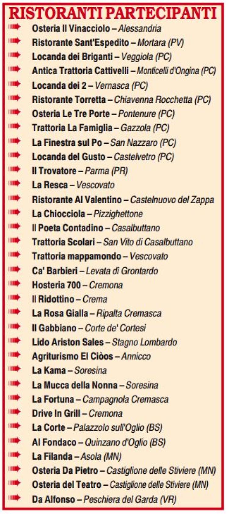 Touring del gusto al via