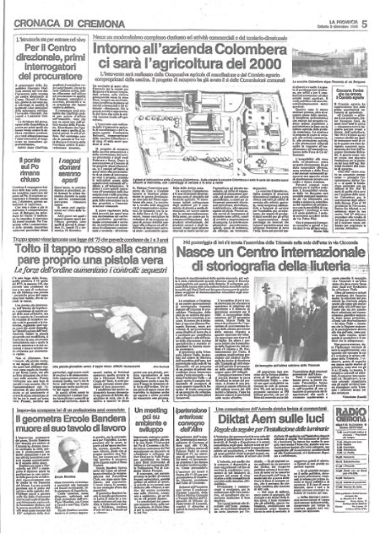 L'agricoltura del 2000 - Cremona l'unica che ha ancora il Comizio Agrario - Nasce un Centro Internazionale della Storiografia della Liuteria