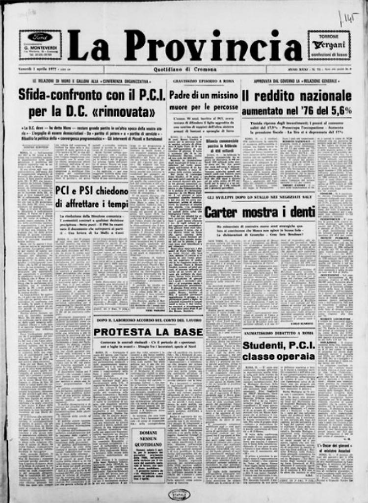 * Sfida-confronto con il P.C.I. per la D.C. «rinnovata» -  * PCI e PSI chiedono di affrettare i tempi -*Carter mostra i denti