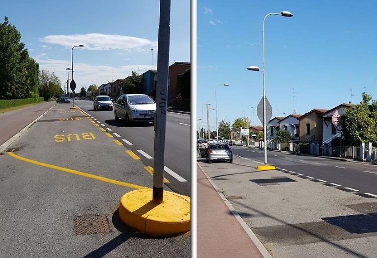 Fermata bus fantasma in via Postumia