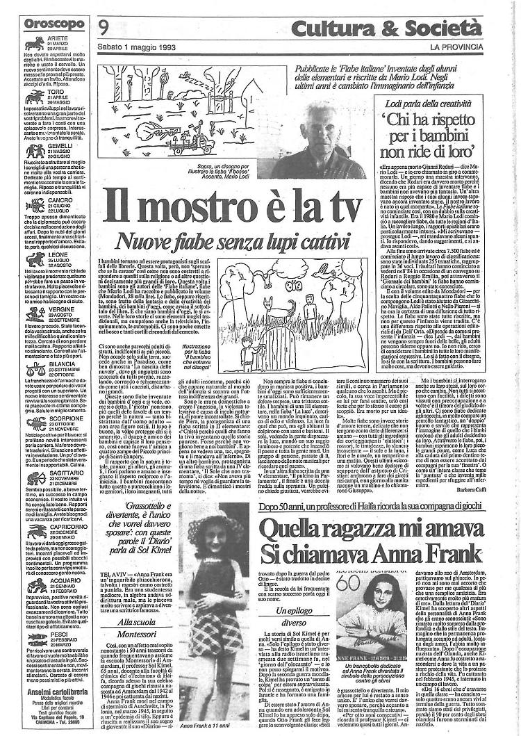 Pubblicato il libro 'Fiabe italiane' curato dal maestro piadenese Mario Lodi