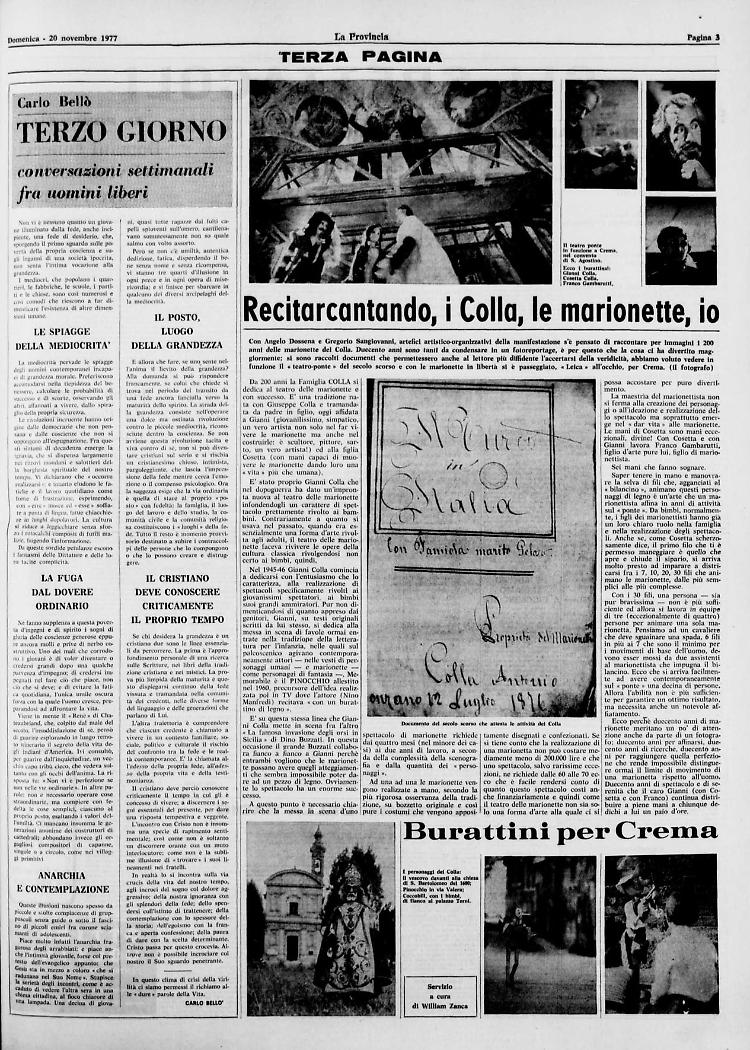 Recitarcantando, i Colla, le marionette, io