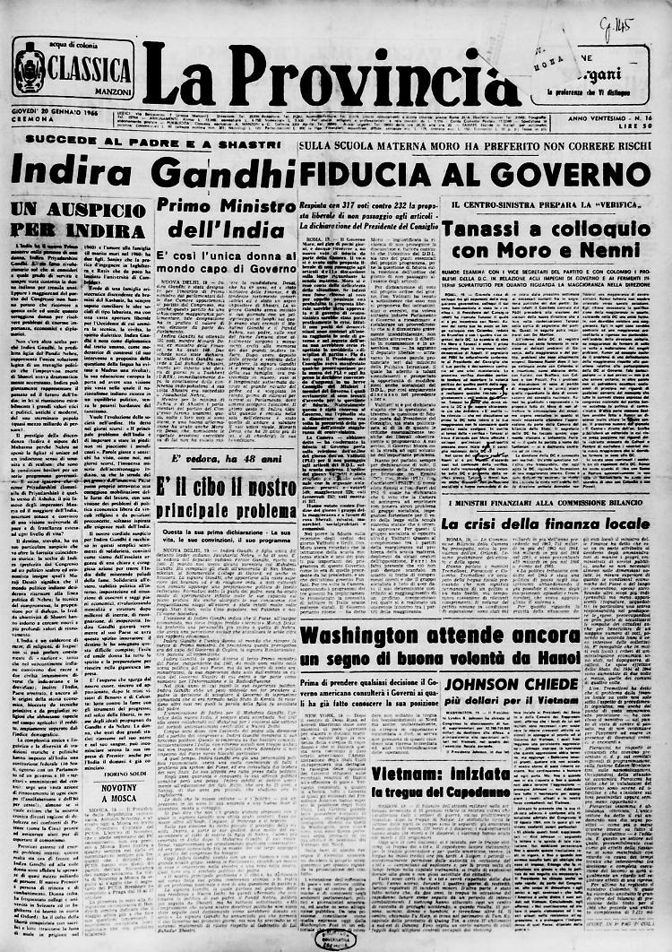 Indira Gandhi Primo Ministro dell’India