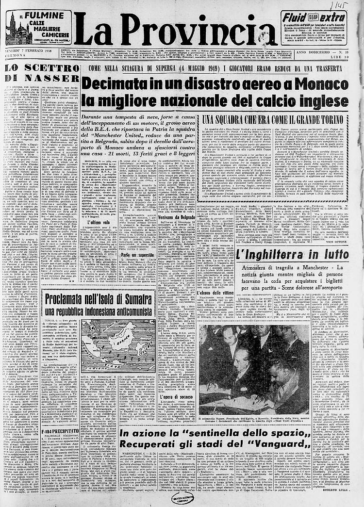 Decimata in un disastro aereo a Monaco la migliore nazionale dei calcio inglese