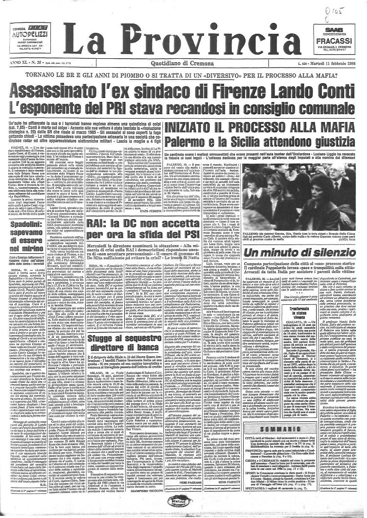 Assassinato l'ex sindaco di Firenze Lando Conti