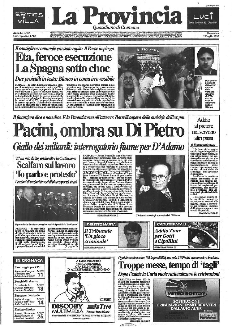 Eta, feroce esecuzione. La Spagna sotto chocPacini, ombra su Di Pietro 
