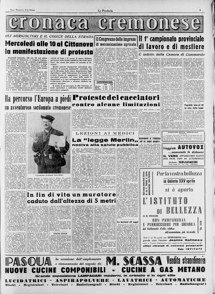 Ha  percorso l'Europa a piedi un sordomuto cremonese
