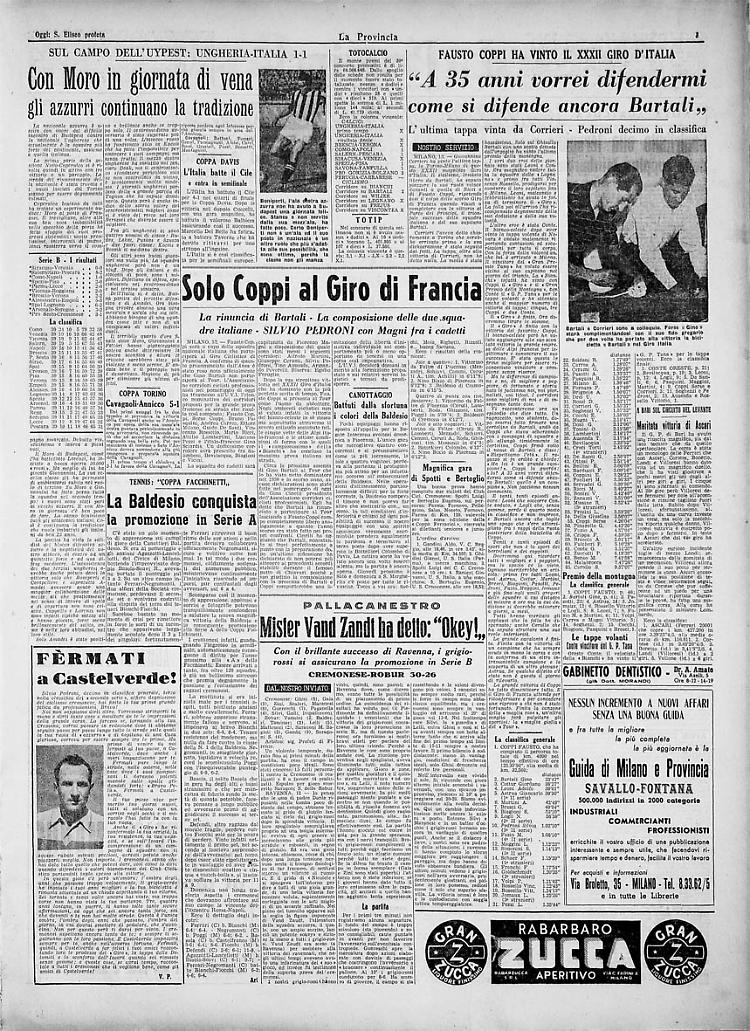 Fausto Coppi ha vinto il XXXII Giro d'Italia