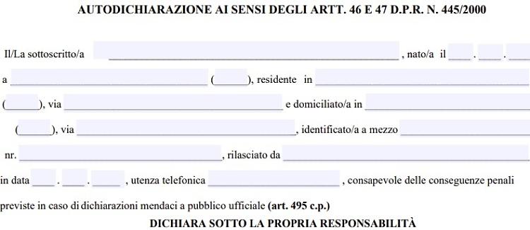 Ecco il nuovo modulo di autocertificazione