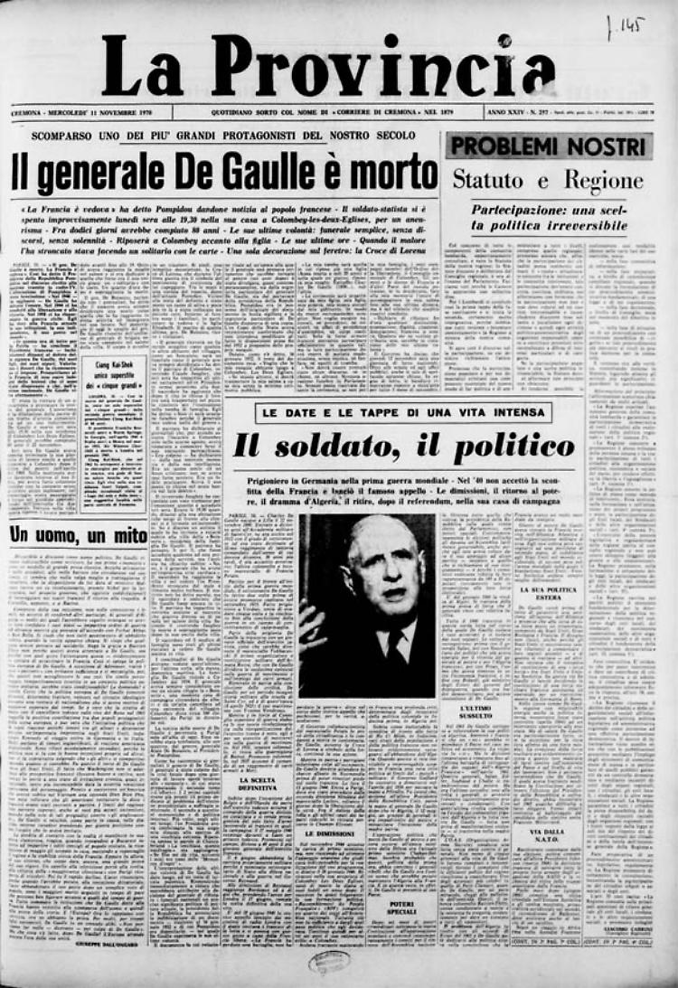 Il generale De Gaulle è morto