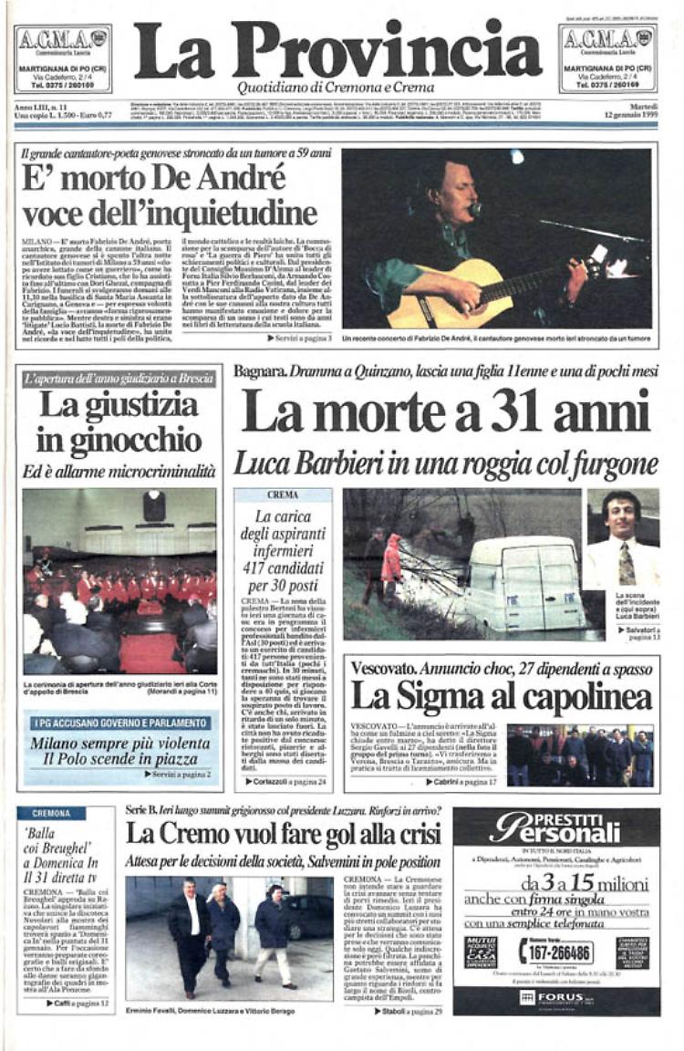 Addio a Fabrizio De André voce dell'inquietudine