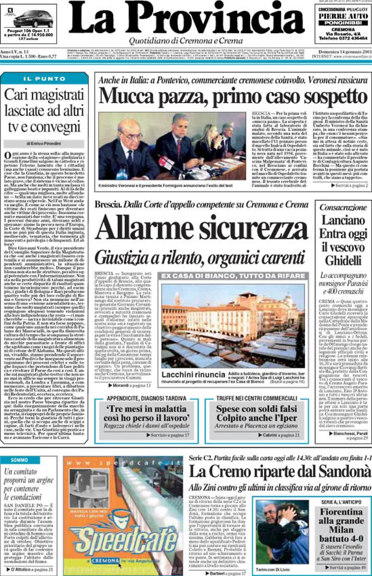 Mucca pazza, primo caso sospetto in Italia