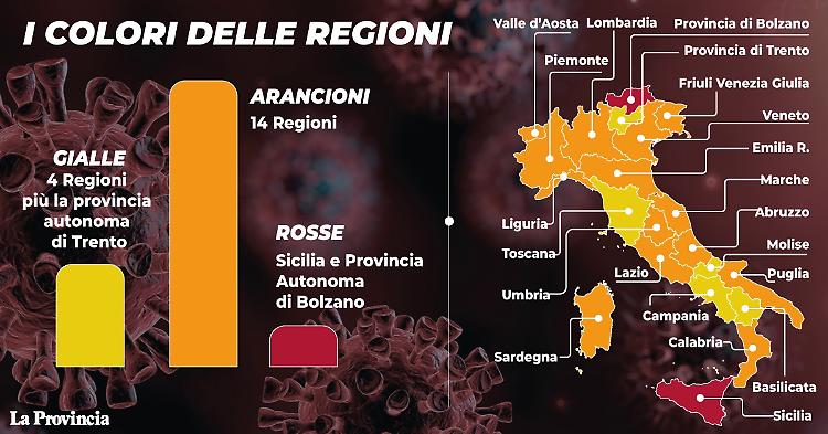 Covid, ecco i nuovi colori delle regioni italiane