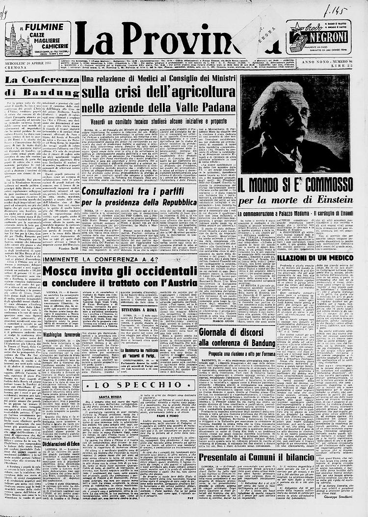 Il mondo si è commosso per la morte di Einstein