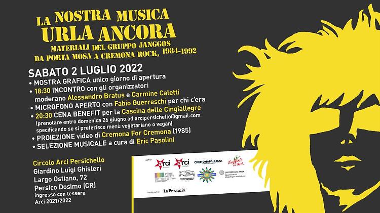 Serata-evento con cena, incontri, video, mostra grafica e musica