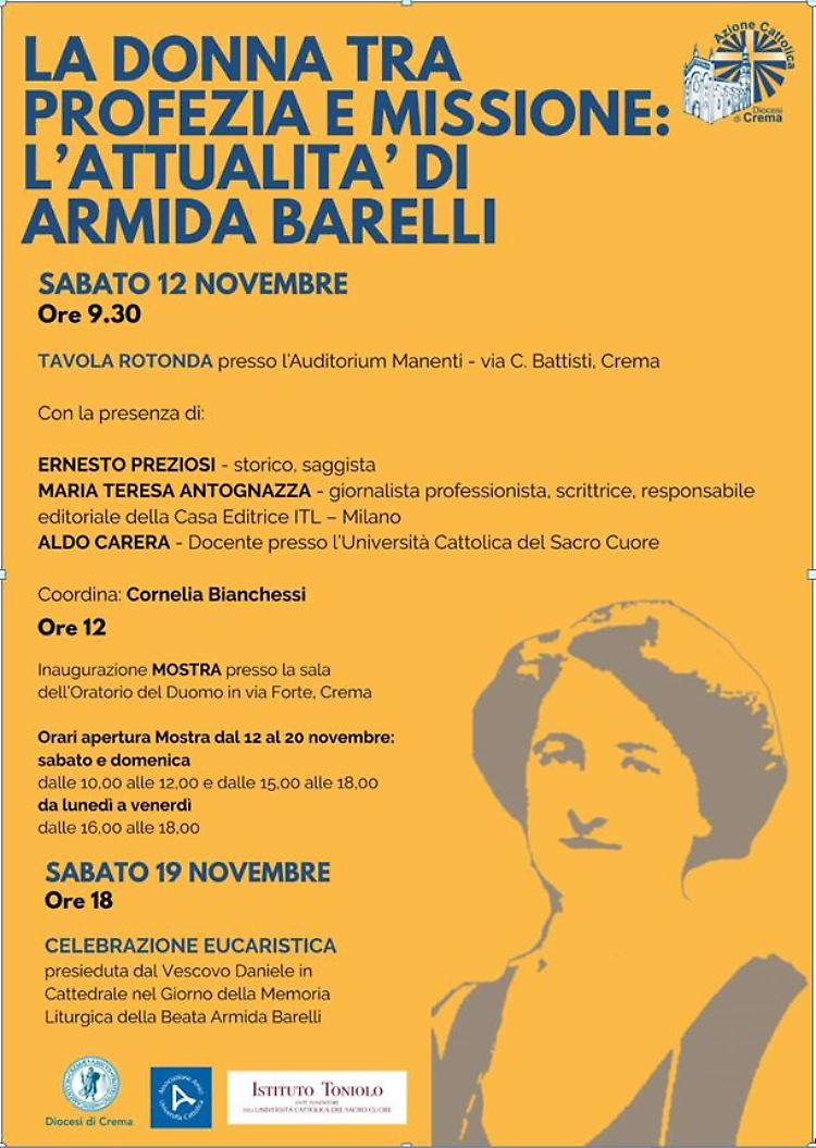 Conferenza:  "La donna tra profezia e missione: l'attualit&agrave; di Armida Barelli"