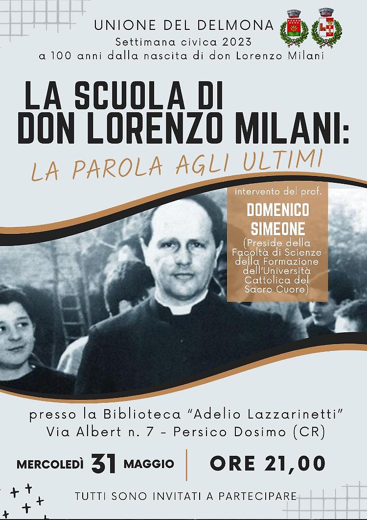 Incontro sul tema "La scuola di Don Lorenzo Milani"