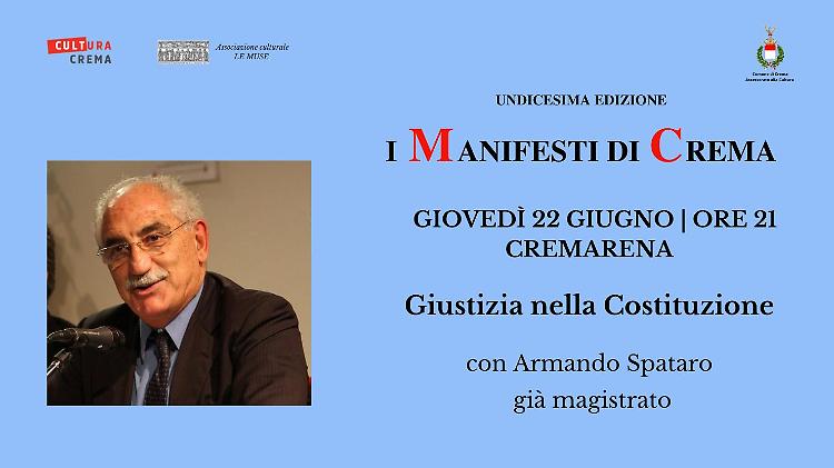 Incontro "Giustizia nella costituzione", parla l'ex magistrato Armando Spataro