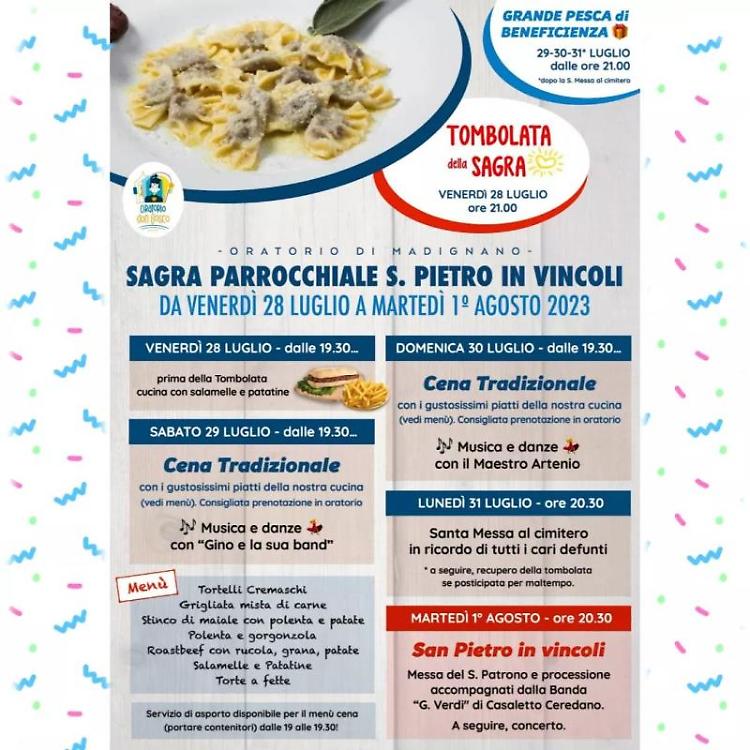 Tanti eventi alla Sagra Parrocchiale di S. Pietro in Vincoli!