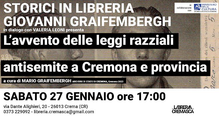 Presentazione del volume 'L'avvento delle leggi razziali antisemite a Cremona e provincia'